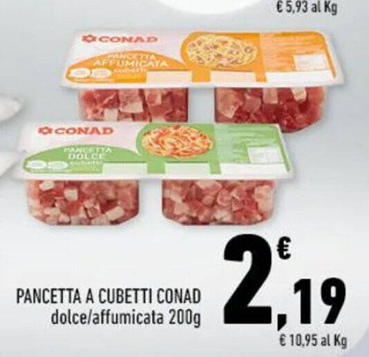 PANCETTA A CUBETTI CONAD dolce/affumicata 200g offerta di Conad