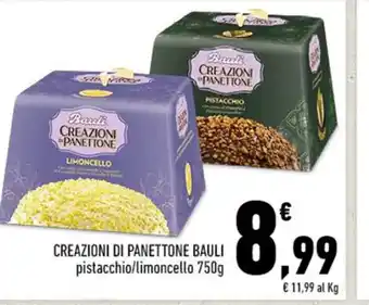Conad CREAZIONI DI PANETTONE BAULI pistacchio/limoncello 750g offerta