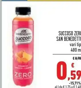 Conad Superstore San Benedetto Succoso Frutti Rossi Uva Rossa, Lampone, Fragola, Sambuco Zero 400 G(ml) offerta