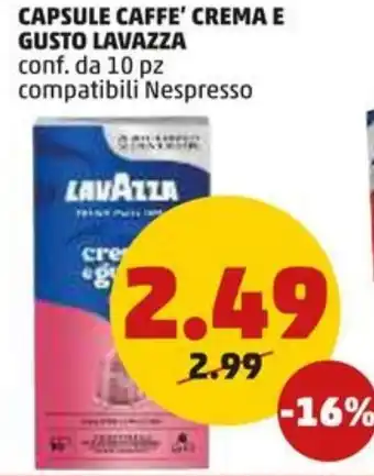 CAPSULE CAFFE' CREMA E GUSTO LAVAZZA conf. da 10 pz compatibili Nespresso