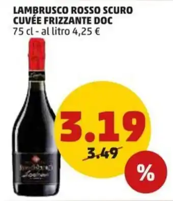 PENNY LAMBRUSCO ROSSO SCURO CUVÉE FRIZZANTE DOC 75 cl offerta