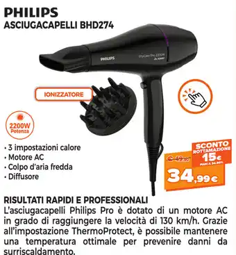 Expert Di Lella Philips Asciugacapelli BHD274 offerta