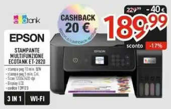 EPSON STAMPANTE MULTIFUNZIONE ECOTANK ET-2820