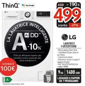 Elettrosintesi LG LAVATRICE F4R7009TSWB offerta