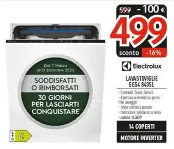 Elettrosintesi Electrolux LAVASTOVIGLIE EES4 8405L offerta