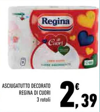 Conad Margherita ASCIUGATUTTO DECORATO REGINA DI CUORI 3 rotoli offerta