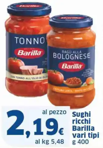 Sughi ricchi Barilla vari tipi g 400