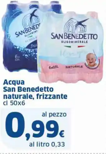 Acqua San Benedetto naturale, frizzante cl 50x6