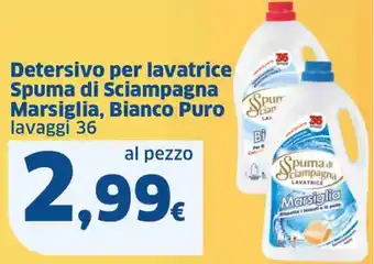 Ok Sigma Detersivo per lavatrice Spuma di Sciampagna Marsiglia, Bianco Puro lavaggi 36 offerta