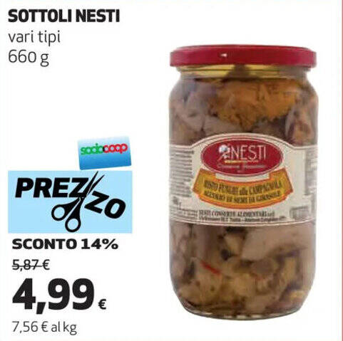 Coop SOTTOLI NESTI vari tipi 660 g offerta