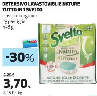 Coop DETERSIVO LAVASTOVIGLIE NATURE TUTTO IN 1 SVELTO classico o agrumi 25 pastiglie 438 g offerta