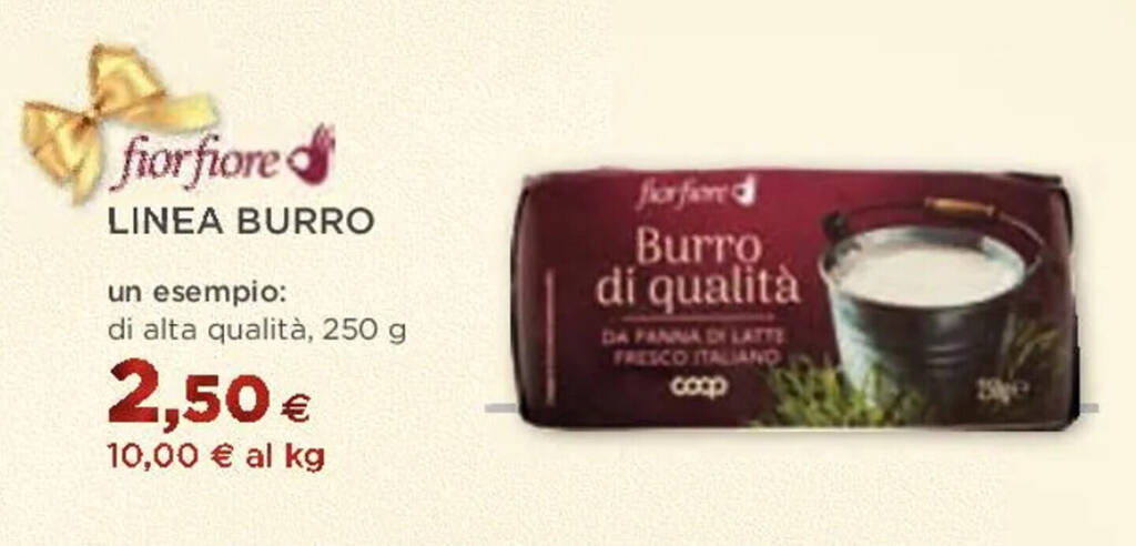 Coop fior fiore LINEA BURRO 250 g offerta