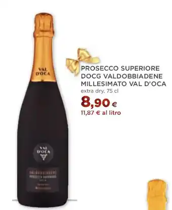 Coop PROSECCO SUPERIORE DOCG VALDOBBIADENE MILLESIMATO VAL D'OCA extra dry, 75 cl offerta