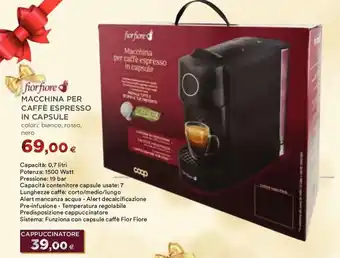 Coop fior fiore MACCHINA PER CAFFÈ ESPRESSO IN CAPSULE offerta
