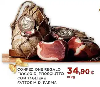 Coop CONFEZIONE REGALO FIOCCO DI PROSCIUTTO CON TAGLIERE FATTORIA DI PARMA offerta