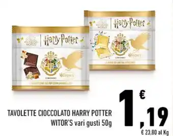 TAVOLETTE CIOCCOLATO HARRY POTTER WITOR'S vari gusti 50g