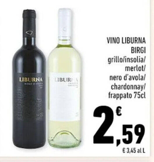 Conad VINO LIBURNA BIRGI grillo/insolia 75cl offerta