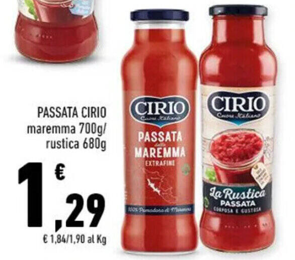 Conad PASSATA CIRIO maremma 700g/ rustica 680g offerta