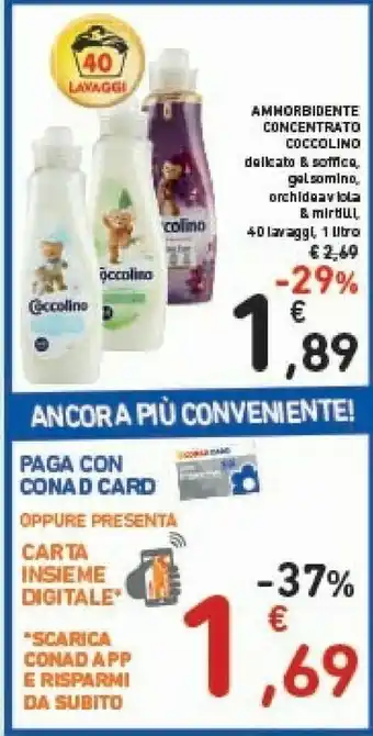 Conad Coccolino Ammorbidente Concentrato offerta