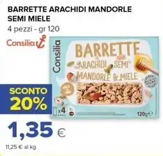 Oasi BARRETTE ARACHIDI MANDORLE SEMI MIELE 4 pezzi - gr 120 offerta