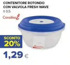 CONTENITORE ROTONDO CON VALVOLA FRESH WAVE It 0,5 Consilia
