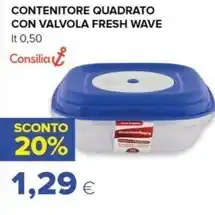 Oasi CONTENITORE QUADRATO CON VALVOLA FRESH WAVE It 0,50 Consilia offerta