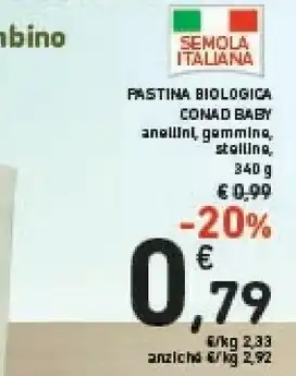 Conad Conad - Pastina Biologica Anellini Baby 340 G offerta