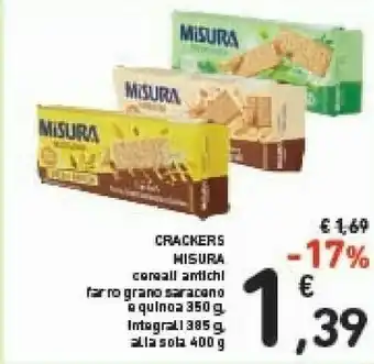 Conad Misura Fibrextra Crackers Integrali 385 G(ml) offerta