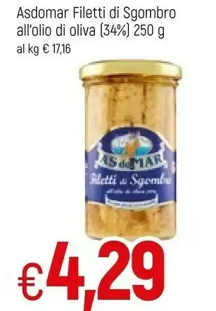 Famila Asdomar Filetti Di Sgombro All'Olio Di Oliva 250 G(ml) offerta