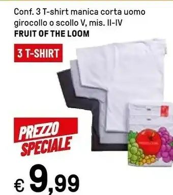Iper La Grande Fruit of the loom T-shirt Manica Corta Uomo Girocollo O Scollo offerta