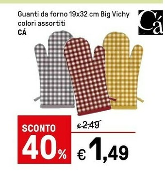 Iper La Grande Ca Guanti Da Forno Big Vichy offerta