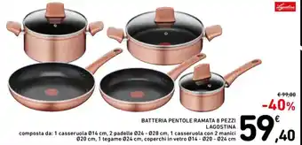 BATTERIA PENTOLE RAMATA 8 PEZZI LAGOSTINA