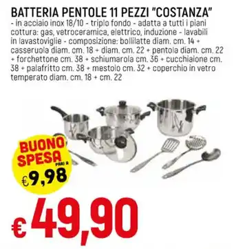 Galassia BATTERIA PENTOLE 11 PEZZI "COSTANZA" offerta