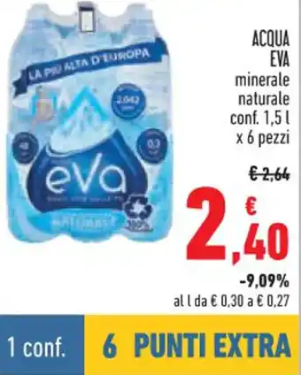 Conad City ACQUA EVA minerale naturale conf. 1,5 l x 6 pezzi offerta