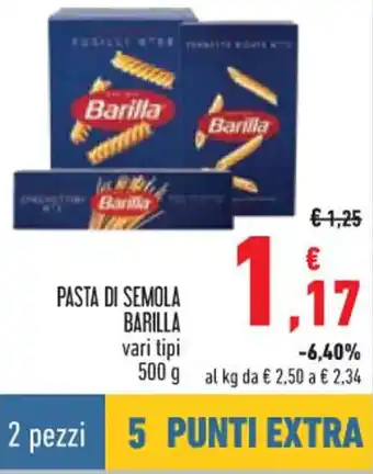 Conad City PASTA DI SEMOLA BARILLA vari tipi 500 g offerta