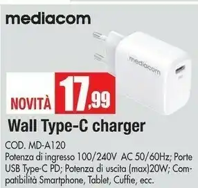 Vobis Mediacom Wall Type C Charger MD-A120 offerta