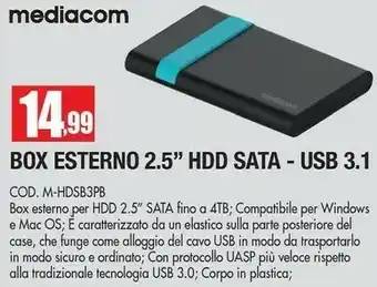 Vobis Mediacom M-HDSB3PB Contenitore Di Unità Di Archiviazione Enclosure HDD Nero 2.5" offerta