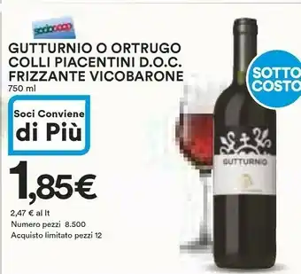 Ipercoop Colli piacentini Bonarda Vino Frizzante 750 G(ml) offerta