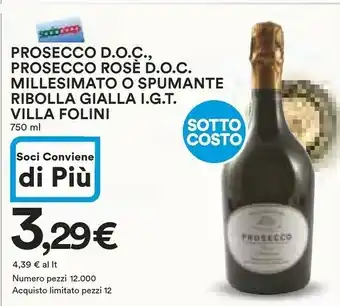 Ipercoop Villa Folini Prosecco Doc offerta
