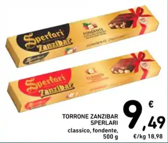 Spazio Conad TORRONE ZANZIBAR SPERLARI classico, fondente, 500 g offerta
