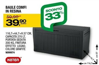 Bricofer Baule Comfi In Resina 116.7x44.7xH 57 Cm 909974 offerta