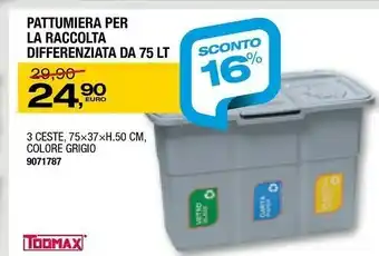 Bricofer Toomax Pattumiera Per La Raccolta Differenziata Da 75 Lt offerta