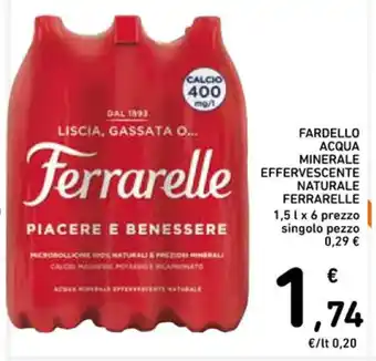 Spazio Conad FARDELLO ACQUA MINERALE EFFERVESCENTE NATURALE FERRARELLE 1,5 l x 6 offerta