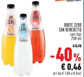 Conad BIBITE ZERO SAN BENEDETTO vari tipi 750 ml offerta