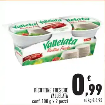 Conad RICOTTINE FRESCHE VALLELATA conf. 100 g x 2 pezzi offerta