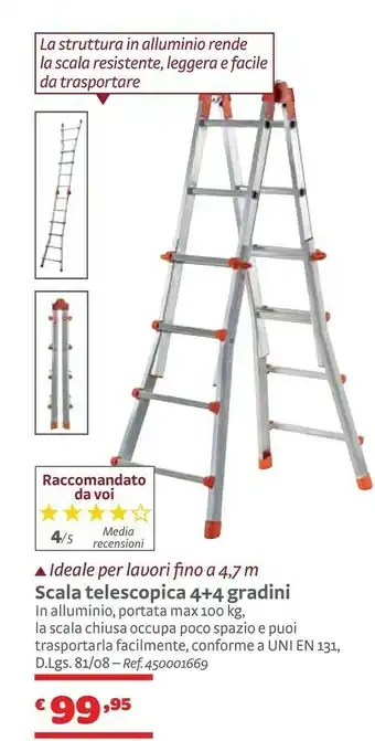 Bricocenter Scala Telescopica 4+4 Gradini offerta
