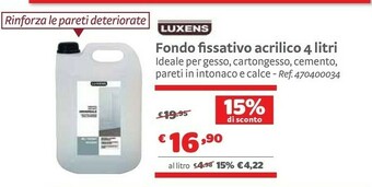 Bricocenter Luxens Fondo Fissativo Acrilico 4 Litri offerta