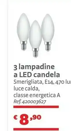 Bricocenter 3 Lampadine A Led Candela offerta
