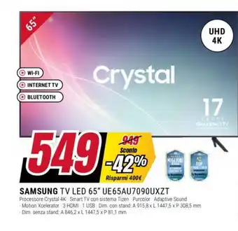 SAMSUNG TV LED 65" UE65AU7090UXZT