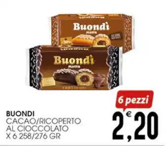 SpesAmica BUONDI CACAO/RICOPERTO AL CIOCCOLATO X 6 258/276 GR offerta